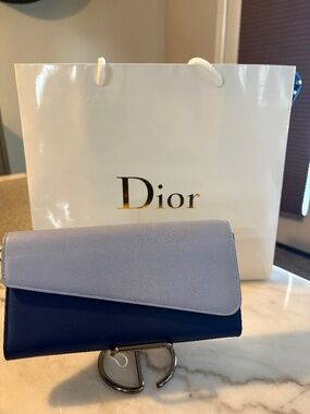 Christian Dior Leather Tri-Color Long Wallet